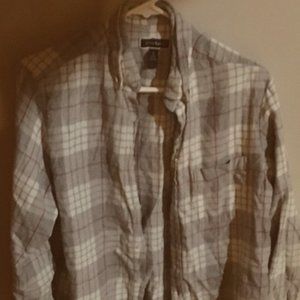 Gray and White flannel shirt